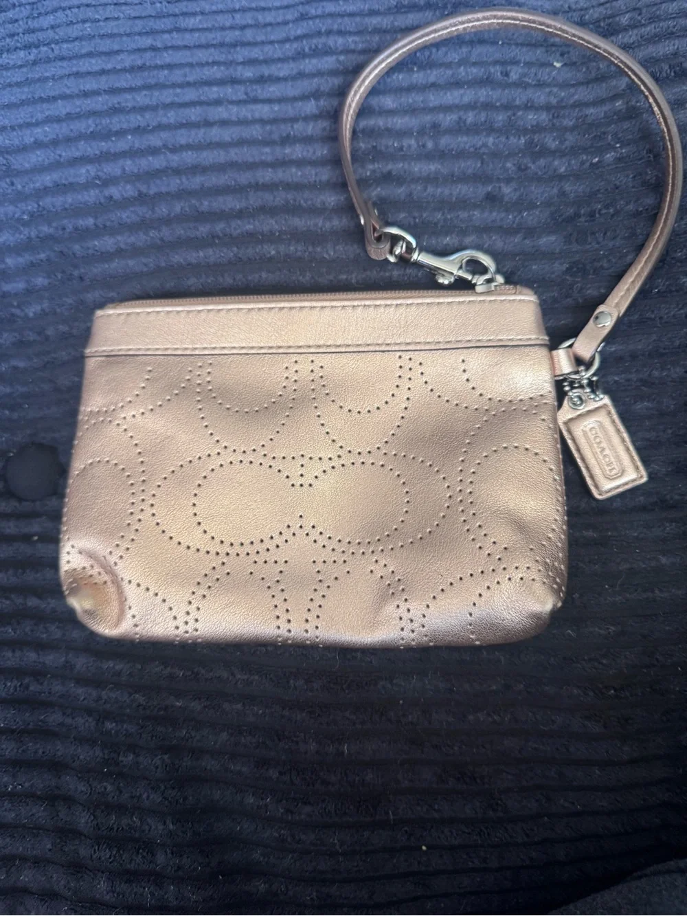 Coach Metallic Gold Perforated Wristlet